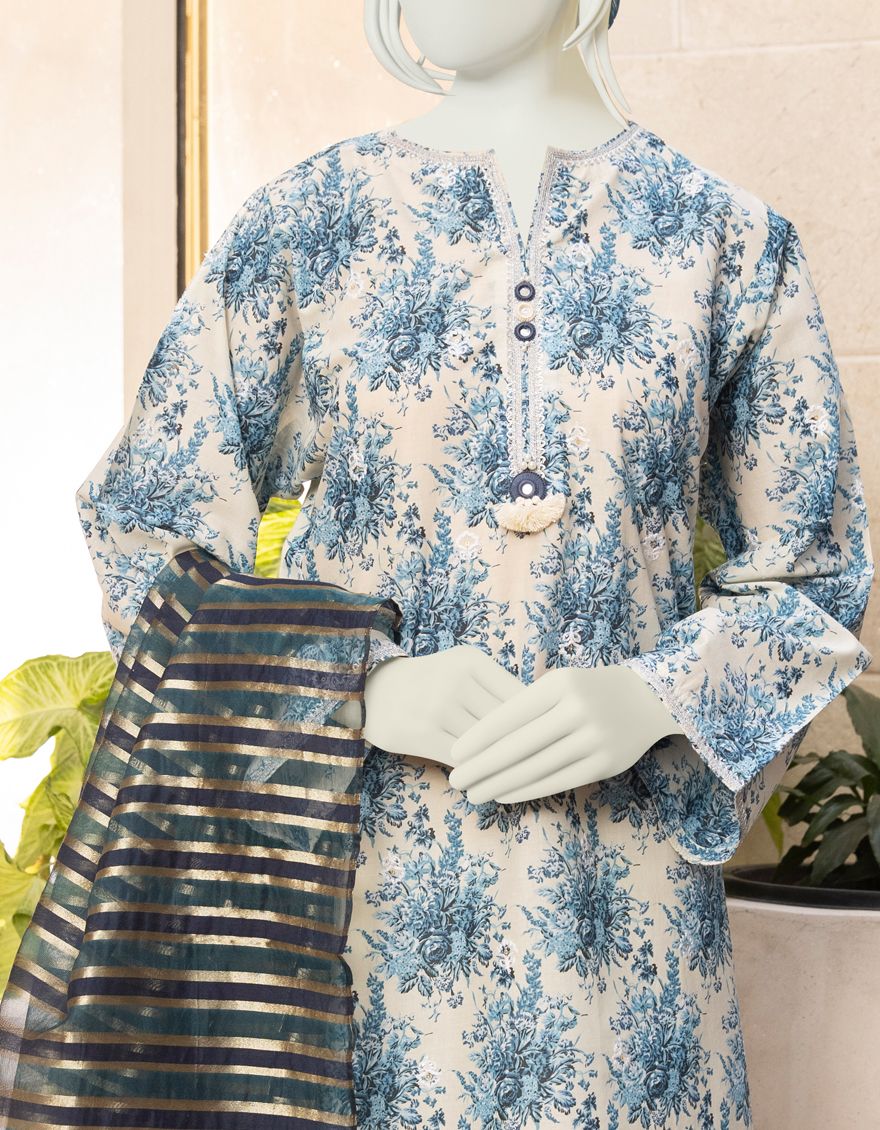 BLUE 2PC UNSTITCHED | JLAWN-S-JDS-US-22-1056 PARADISE - Image 5