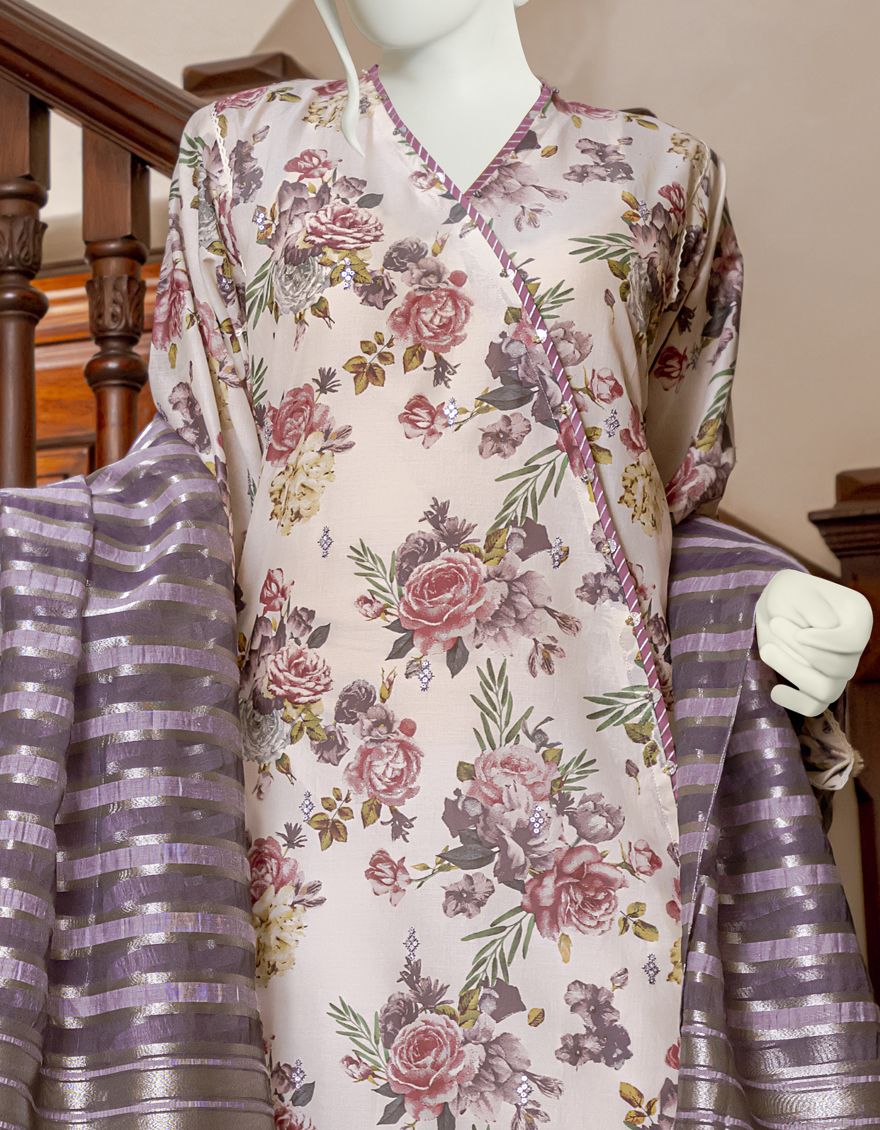 MULTICOLOR 2PC UNSTITCHED | JLAWN-S-JDS-US-22-1058 BLUE JAY - Image 2