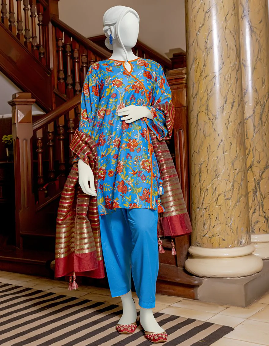 BLUE 2PC UNSTITCHED | JLAWN-S-JDS-US-22-1060 TURACO