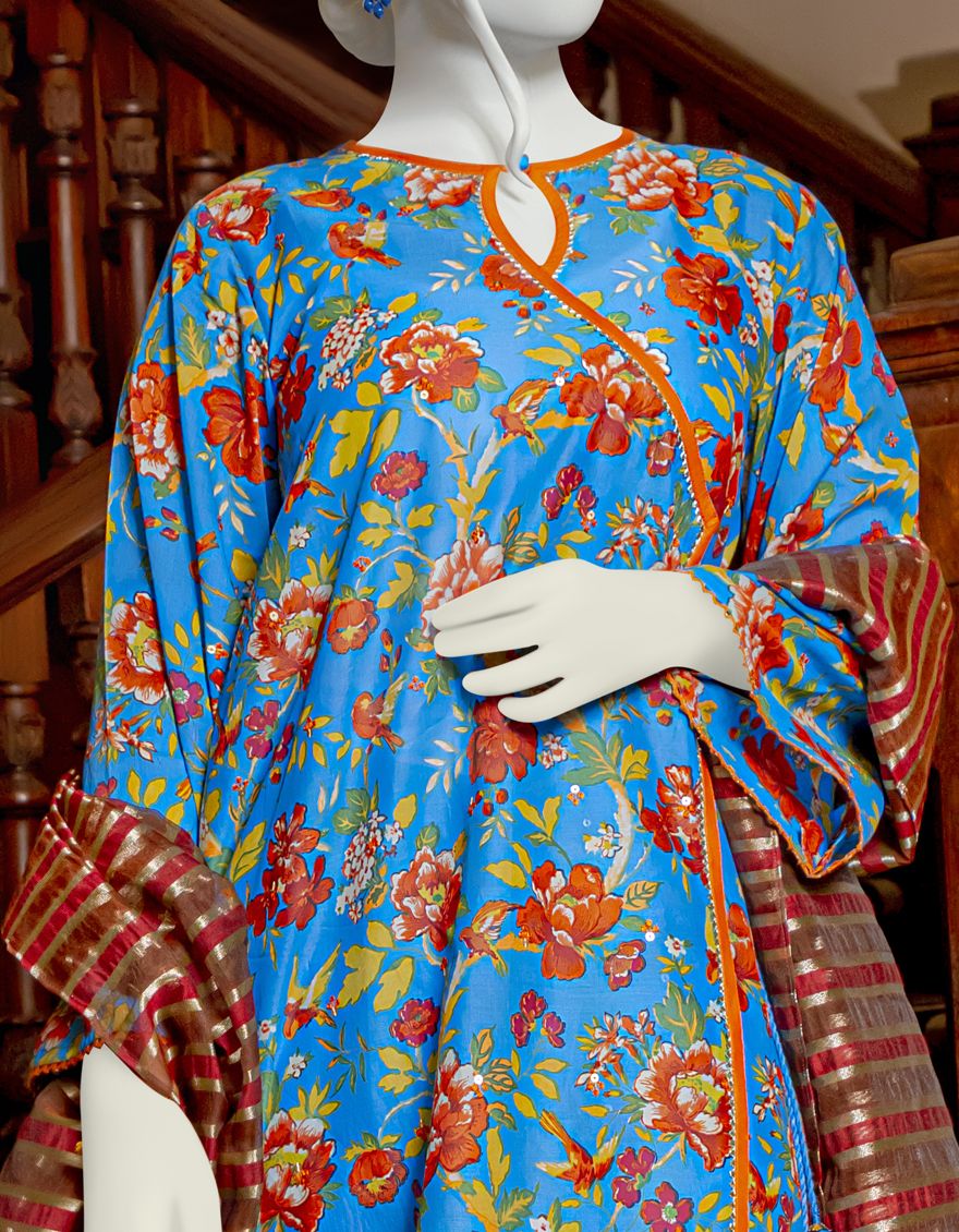 BLUE 2PC UNSTITCHED | JLAWN-S-JDS-US-22-1060 TURACO - Image 2