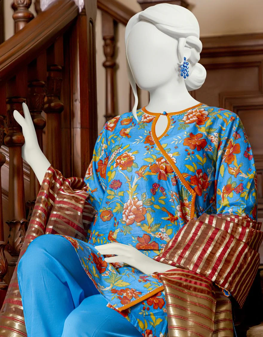 BLUE 2PC UNSTITCHED | JLAWN-S-JDS-US-22-1060 TURACO - Image 3