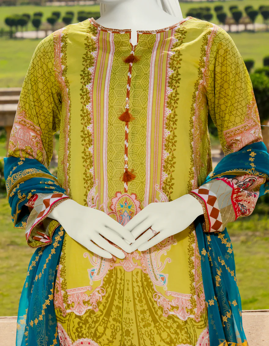 LIGHT GREEN LAWN 2PC UNSTITCHED | JLAWN-S-JDS-US-22-1066 SKARDU (22-2028) - Image 3