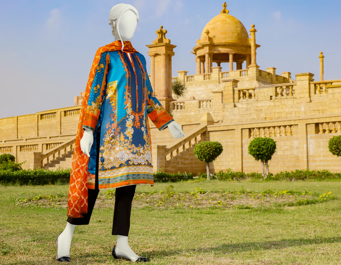 BLUE LAWN 2PC UNSTITCHED | JLAWN-S-JDS-US-22-1068 ORNATE (22-2030) - Image 3