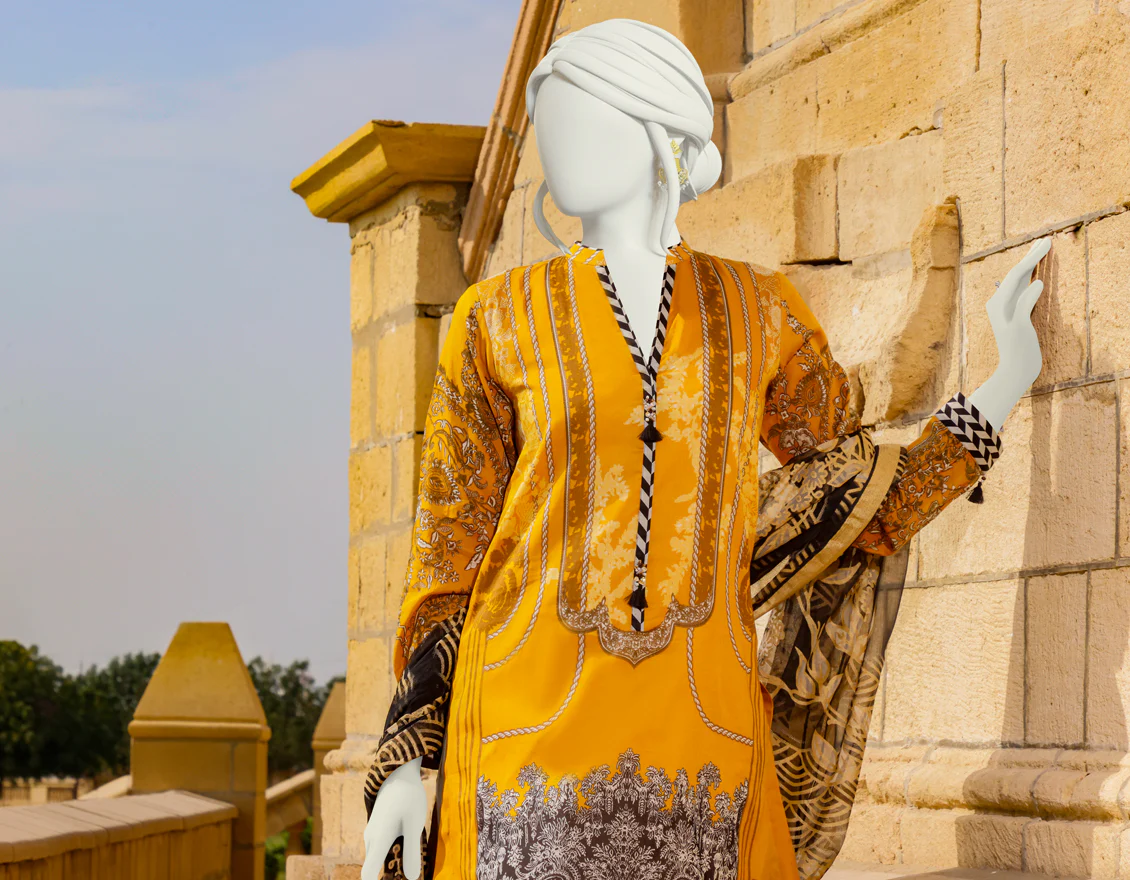 MUSTARD LAWN 2PC UNSTITCHED | JLAWN-S-JDS-US-22-1070 MUSTARD (22-2032) - Image 3