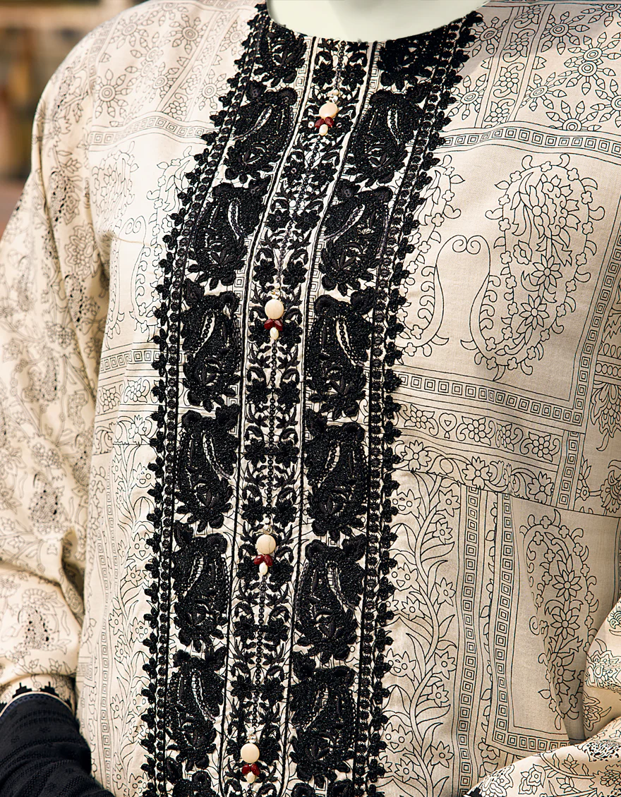 BLACK & WHITE LAWN 2PC UNSTITCHED | JLAWN-S-JDS-US-22-1073 FABLES - Image 3