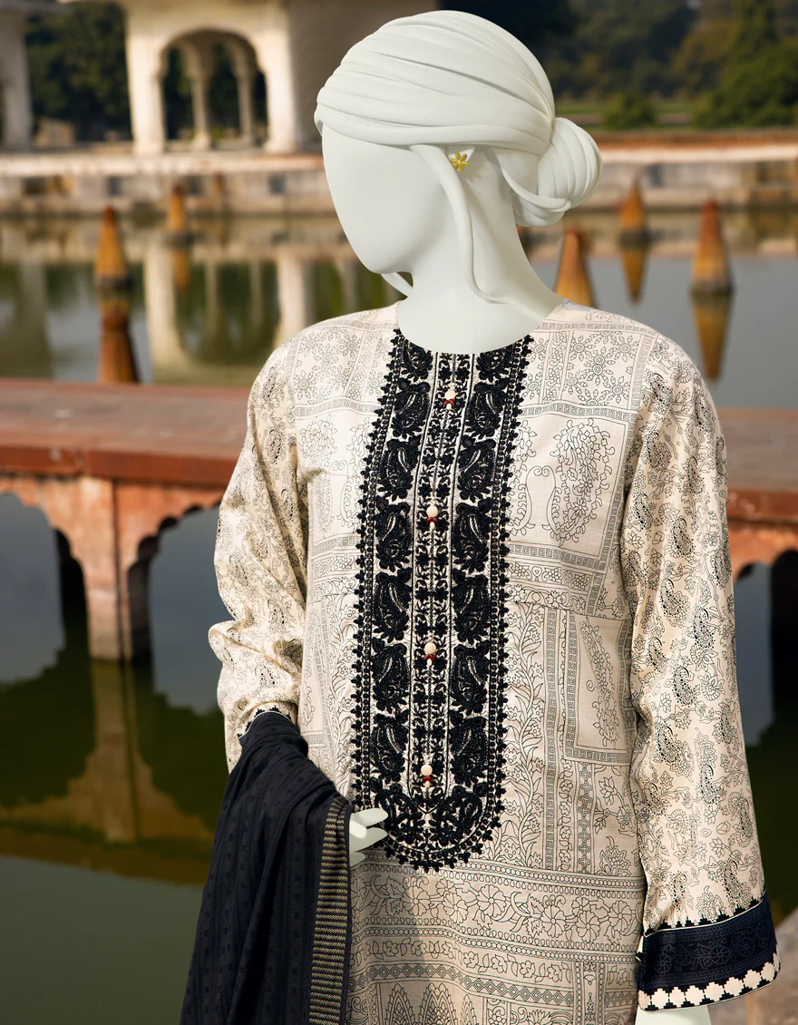 BLACK & WHITE LAWN 2PC UNSTITCHED | JLAWN-S-JDS-US-22-1073 FABLES - Image 4