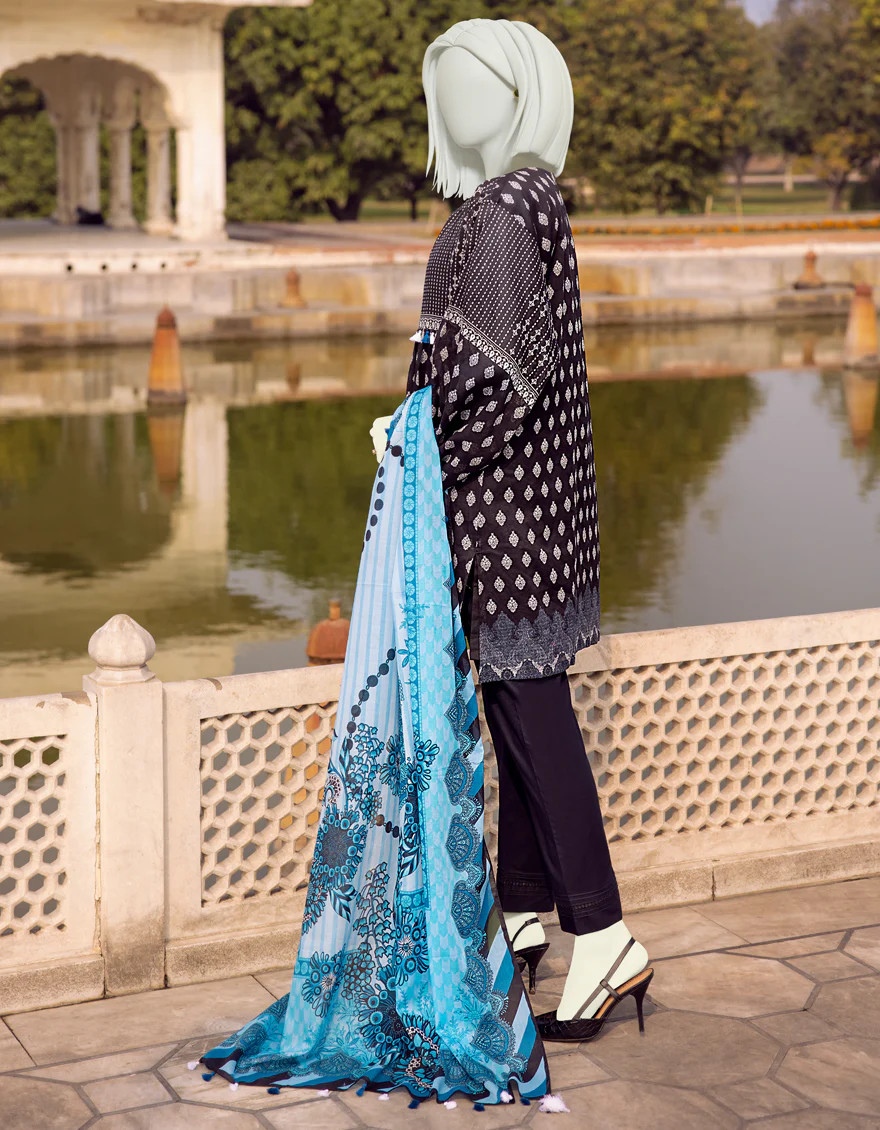 BLACK-BLUE LAWN 2PC UNSTITCHED | JLAWN-S-JDS-US-22-1081 BALOCHI - Image 3
