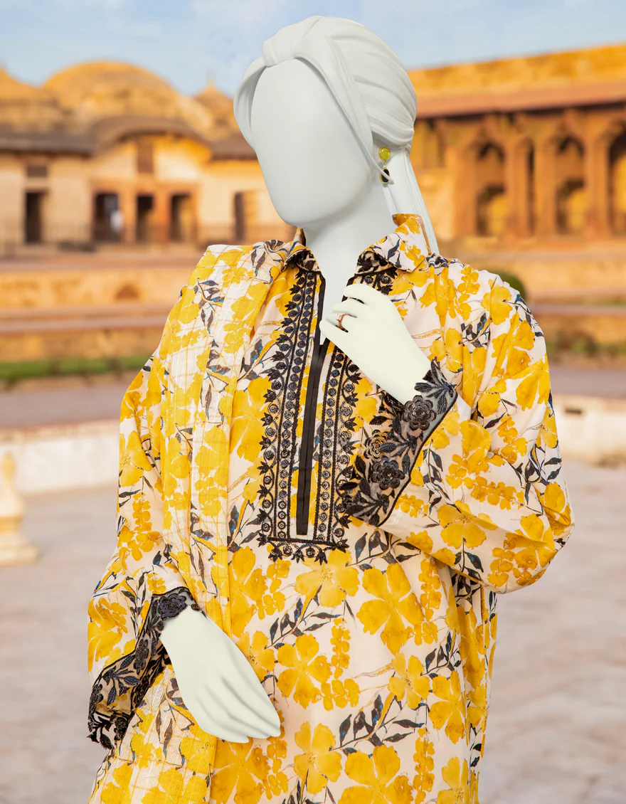 YELLOW LAWN 2PC UNSTITCHED | JLAWN-S-JDS-US-22-1085 FINLAY - Image 2
