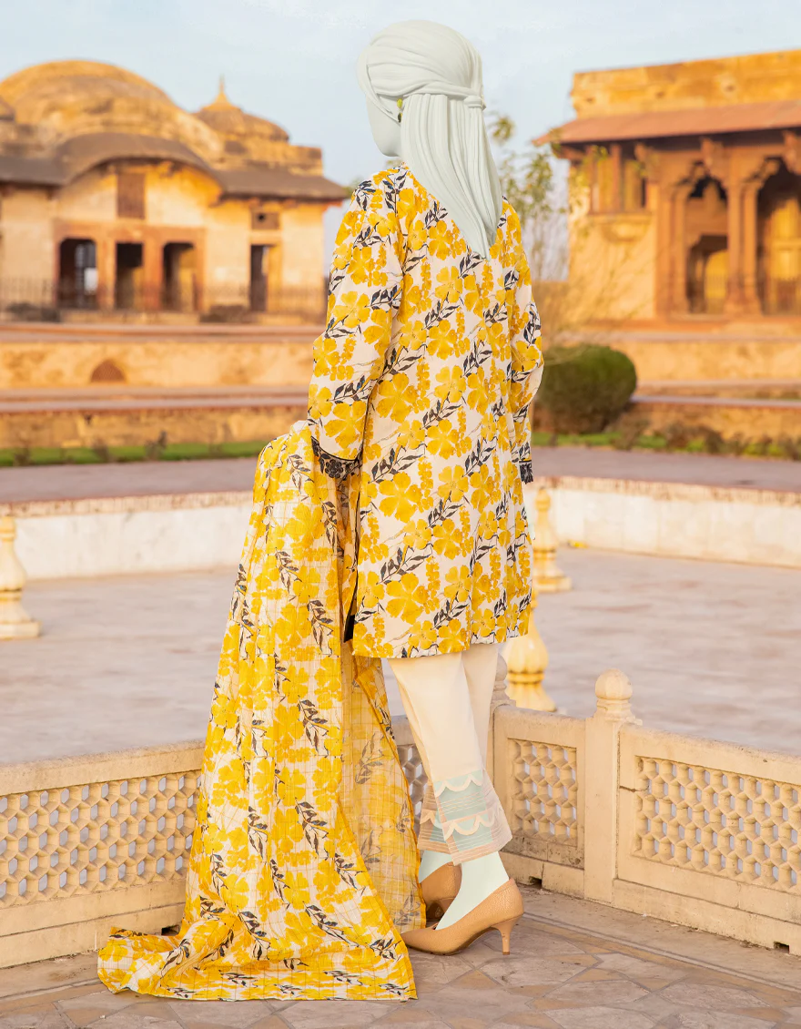 YELLOW LAWN 2PC UNSTITCHED | JLAWN-S-JDS-US-22-1085 FINLAY - Image 3