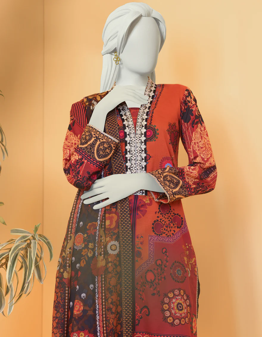 MULTICOLOR LAWN 2PC UNSTITCHED | JLAWN-S-JDS-US-22-1098 SUZANI TRESURE (22-3022) - Image 3