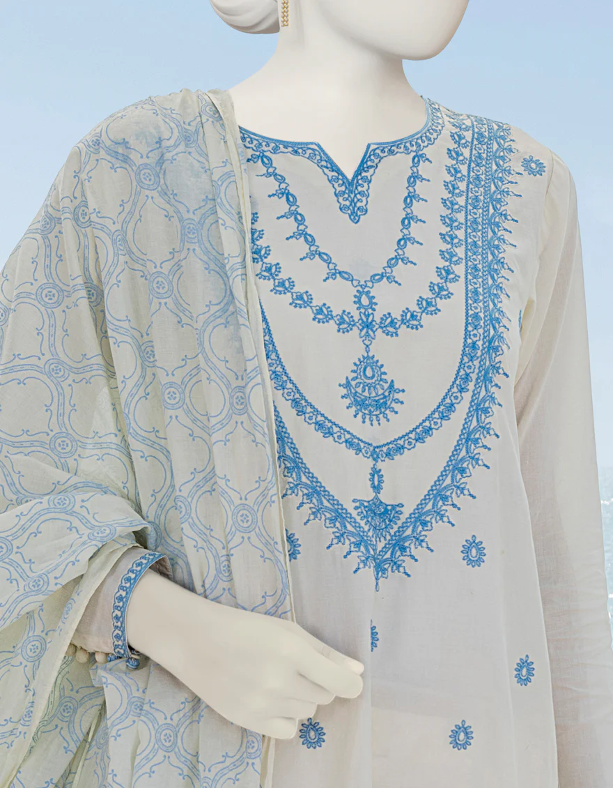 OFF WHITE LAWN 2PC STITCHED | JLAWN-S-JDS-US-23-1081/S SKY - Image 3