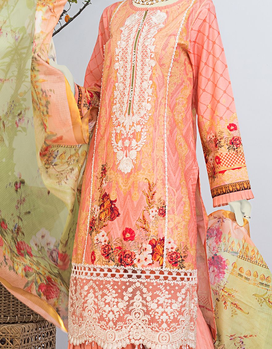 PEACH LAWN 3PC UNSTITCHED | JLAWN-S-JPUS-US-21-010 JT-567 - Image 3