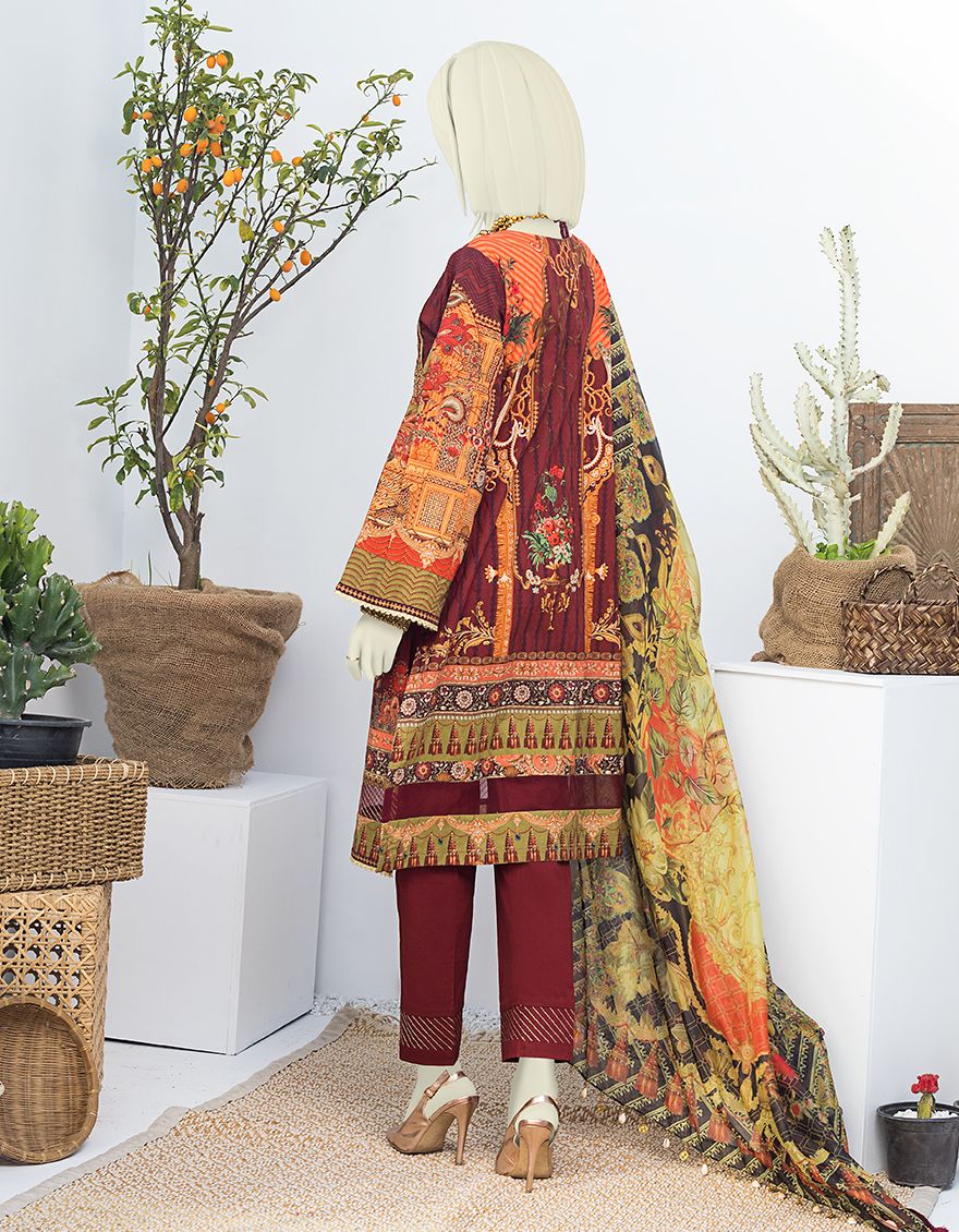 MEHNDI GREEN LAWN 3PC UNSTITCHED | JLAWN-S-JPUS-US-21-013 JA-566 - Image 4