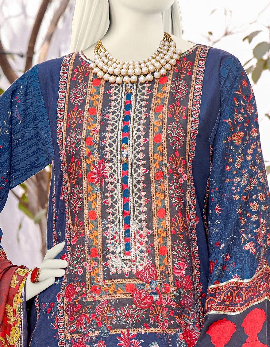 BLUE LAWN 3PC UNSTITCHED | JLAWN-S-JPUS-US-21-014 JT-540 - Image 2