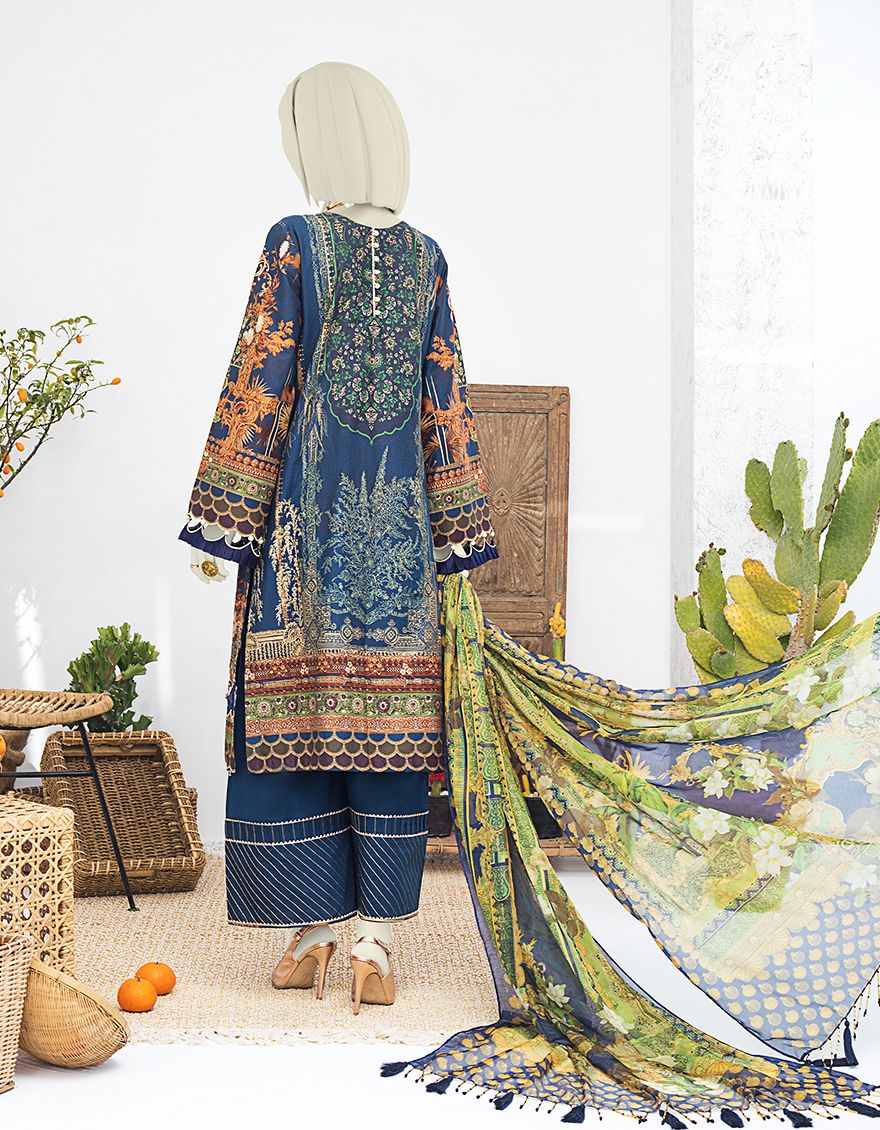 BLUE LAWN 3PC UNSTITCHED | JLAWN-S-JPUS-US-21-016 JQ-648 - Image 2