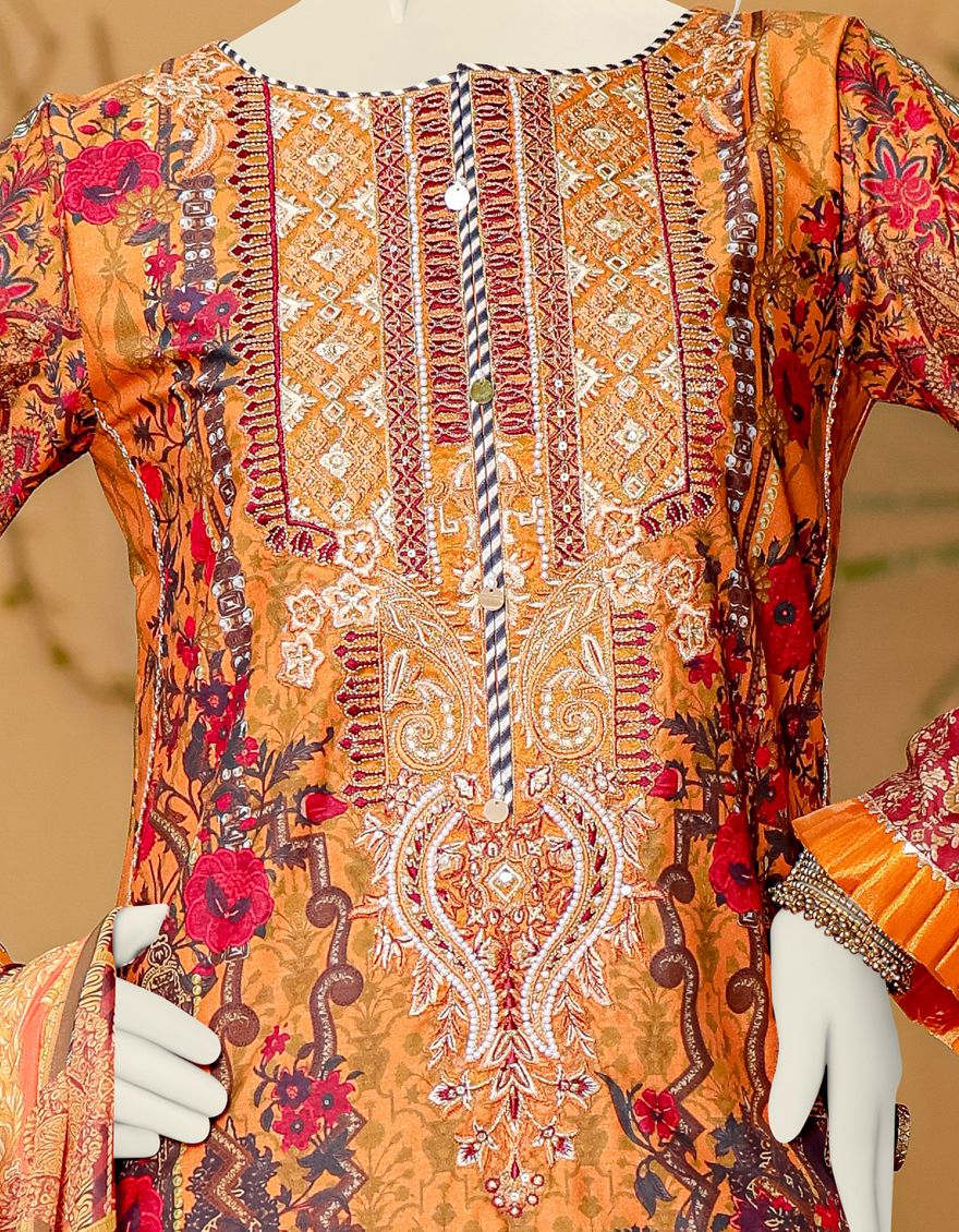 MUSTARD LAWN 3PC UNSTITCHED | JLAWN-S-JPUS-US-21-018 JA-568 - Image 2