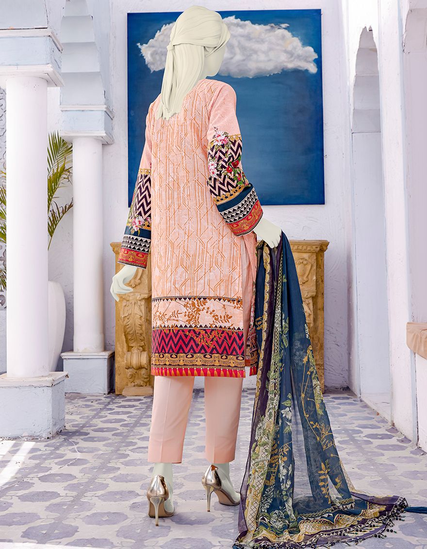 PEACH LAWN 3PC UNSTITCHED | JLAWN-S-JPUS-US-21-020 JT-536 - Image 2