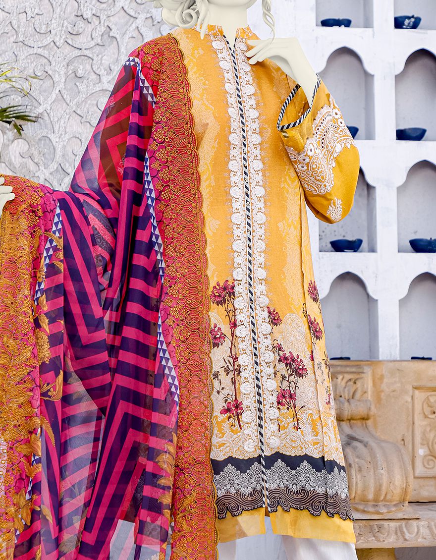 YELLOW LAWN 3PC UNSTITCHED | JLAWN-S-JPUS-US-21-021 JA-557 - Image 3