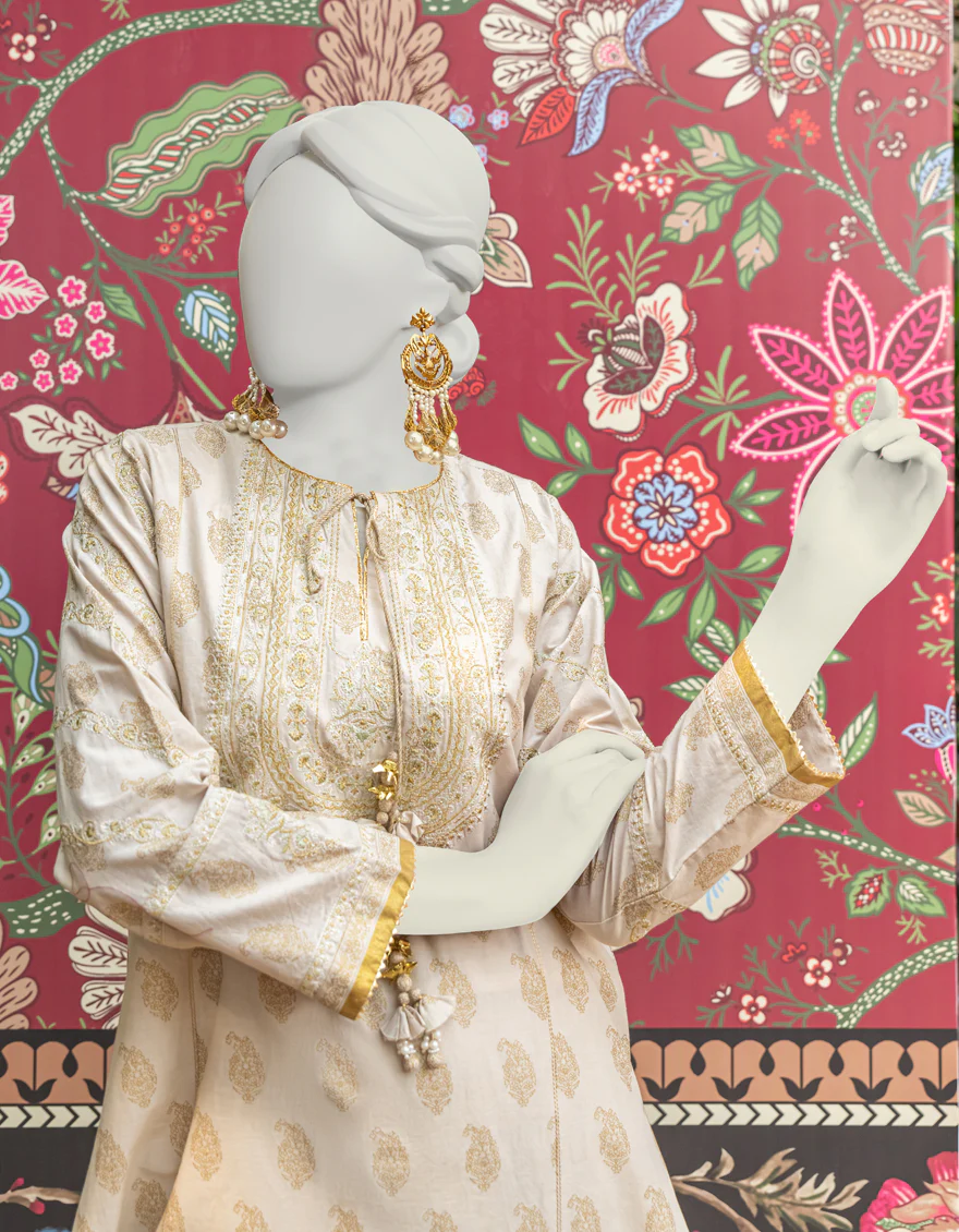 BEIGE LAWN 2PC STITCHED | JLAWN-S-JST-24-1605/S ZARI-01 - Image 3