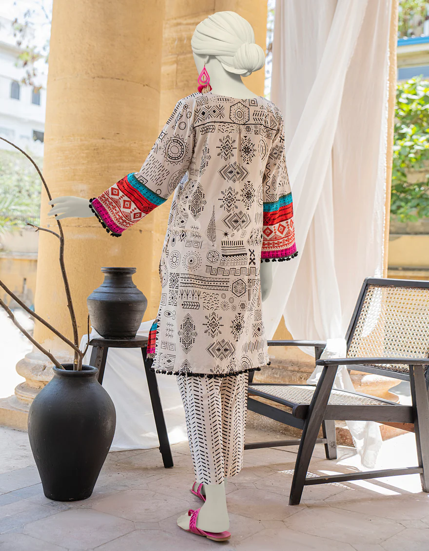 BROWN LAWN 2PC STITCHED | JLAWN-S-JST-24-1650/S TRIBAL-1 - Image 2