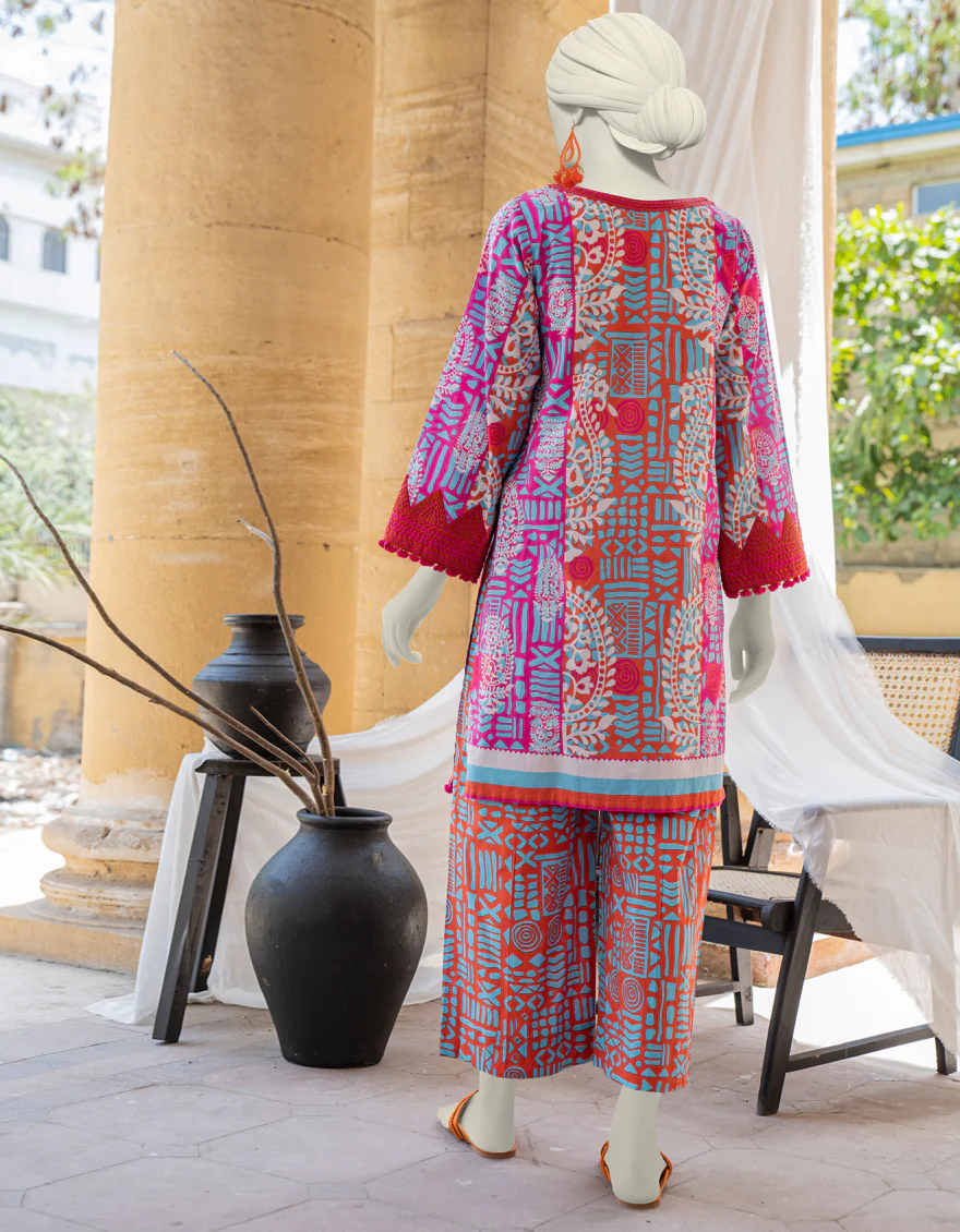 PINK LAWN 2PC STITCHED | JLAWN-S-JST-24-1651/S TRIBAL-2 - Image 2