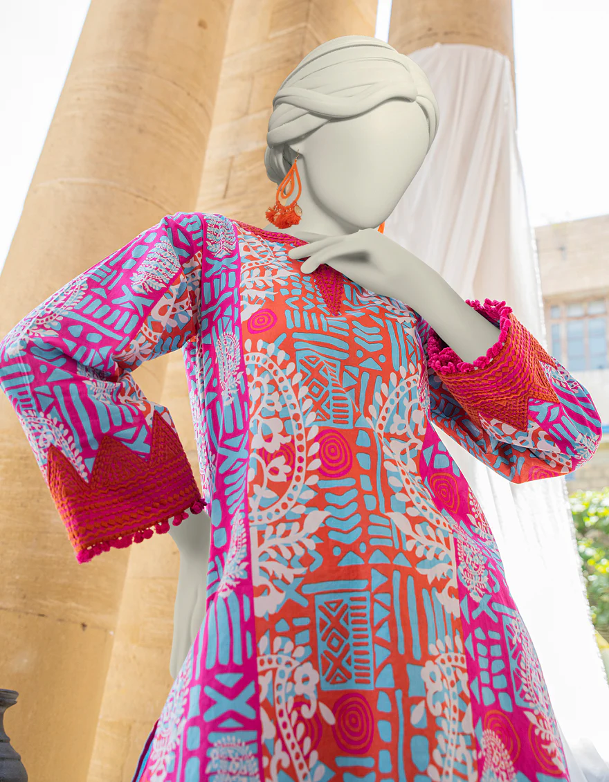 PINK LAWN 2PC STITCHED | JLAWN-S-JST-24-1651/S TRIBAL-2 - Image 3