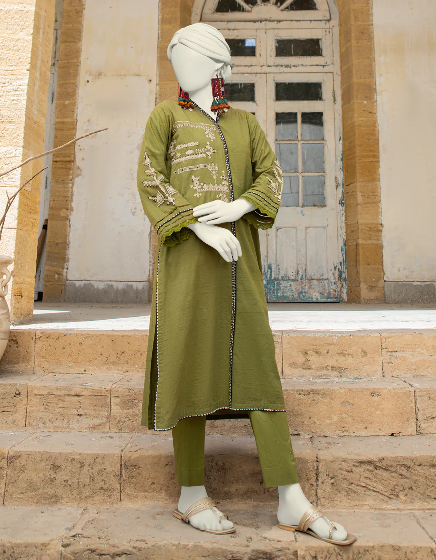 GREEN LAWN 2PC STITCHED | JLAWN-S-JST-24-1663/S FOLK-02 - Image 3