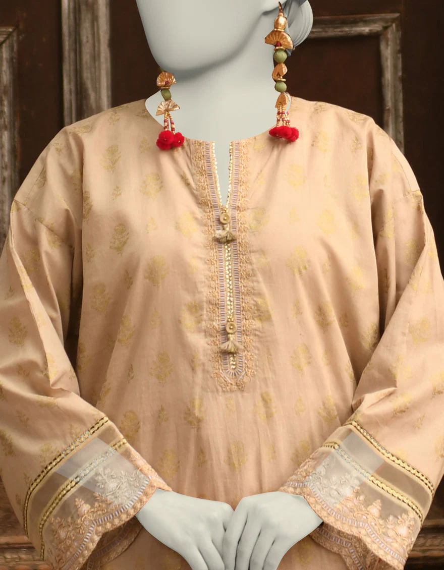 BEIGE LAWN 2PC STITCHED | JLAWN-S-JST-25-2009/S ZARI-1 - Image 2