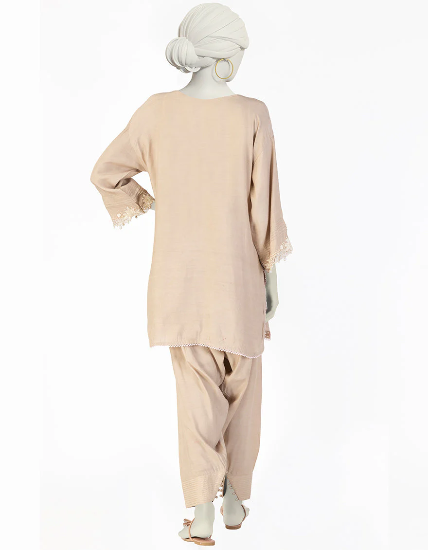 BEIGE SILK 2PC STITCHED | JLAWN-S-JST-25-2063/S FLORAL-08 - Image 2