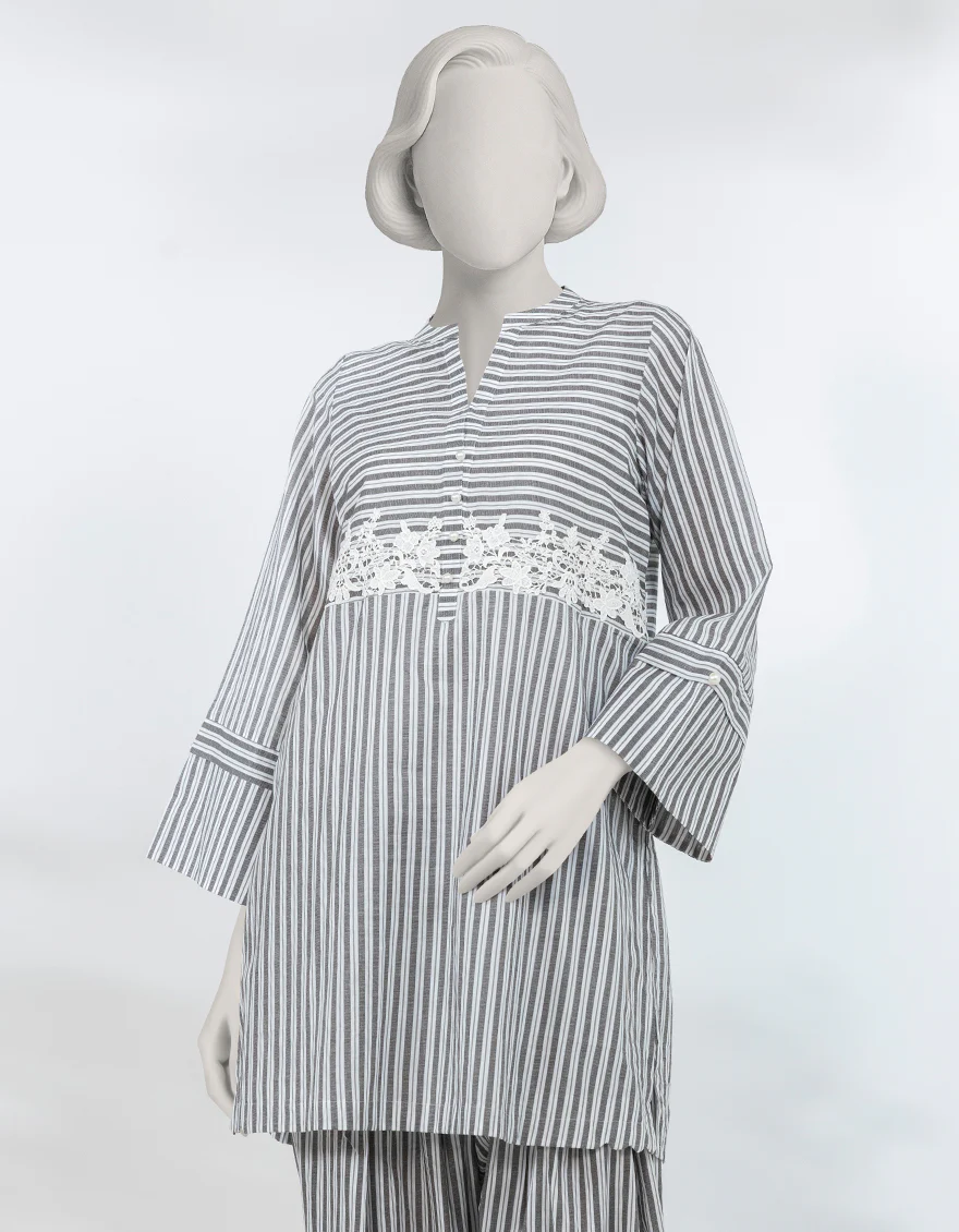GREY LAWN 2PC STITCHED | JLAWN-S-JST-25-2149/S SOFT STRIPS-3 - Image 3