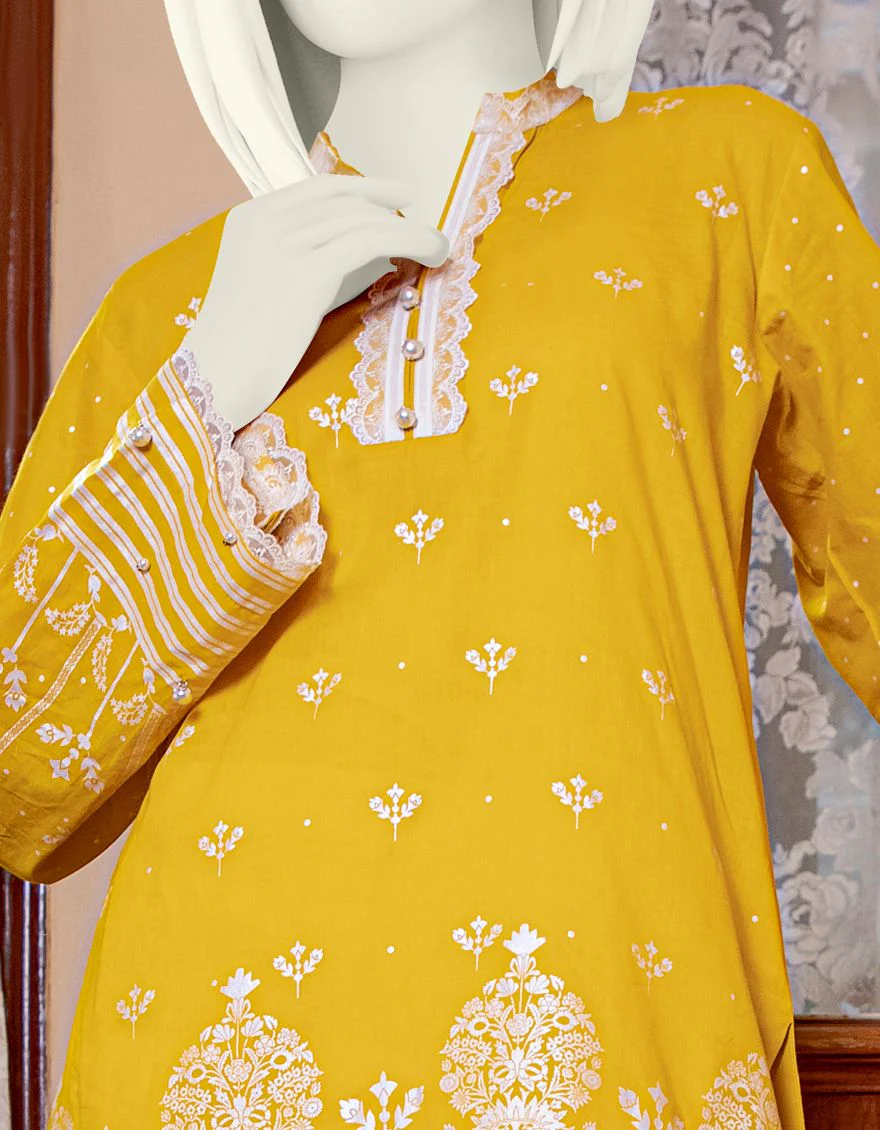 YELLOW LAWN 2PC UNSTITCHED | JLAWN-S-JST-US-21-1618 CITRINE - Image 2