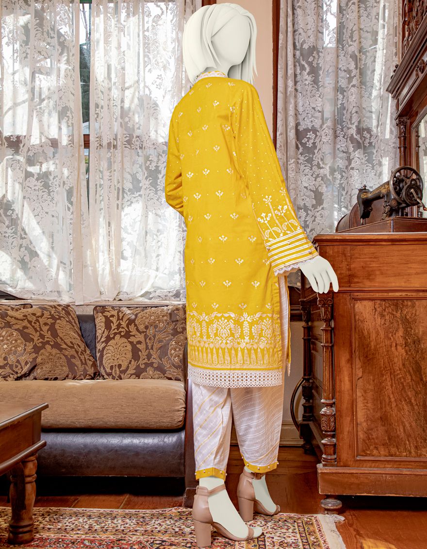 YELLOW LAWN 2PC UNSTITCHED | JLAWN-S-JST-US-21-1618 CITRINE - Image 3