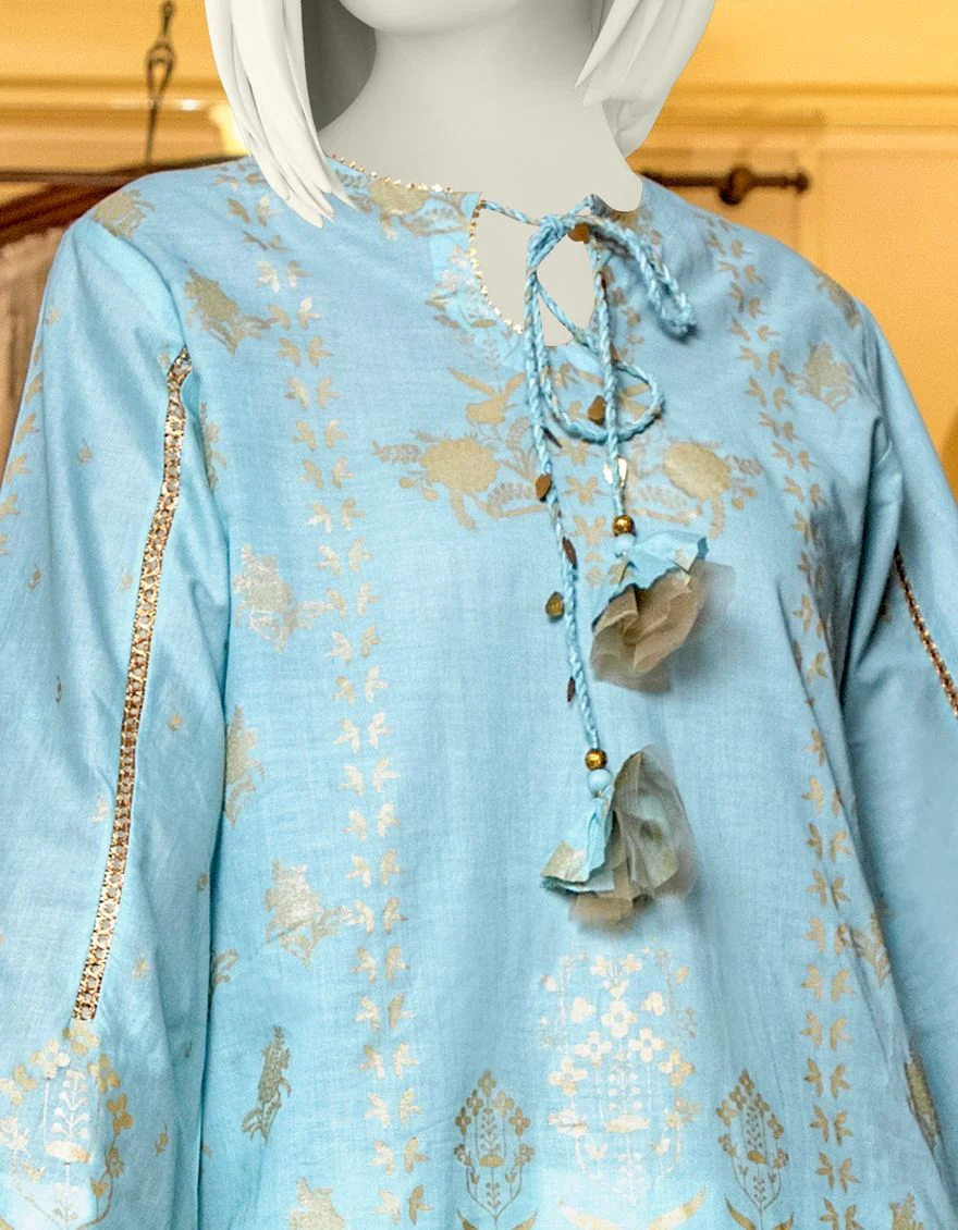 LIGHT BLUE LAWN 2PC UNSTITCHED | JLAWN-S-JST-US-21-1621 PEARL - Image 2