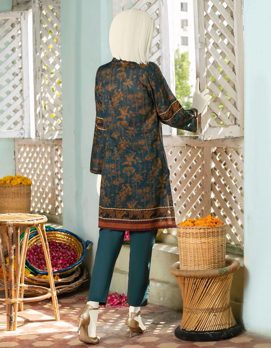 NAVY BLUE LAWN 2PC UNSTITCHED | JLAWN-S-JST-US-21-1628 PALM TREE - Image 4