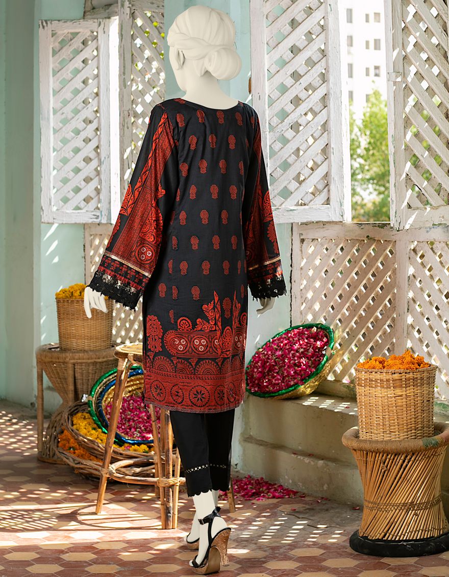 RED-BLACK LAWN 2PC UNSTITCHED | JLAWN-S-JST-US-21-1630 PATCH - Image 2