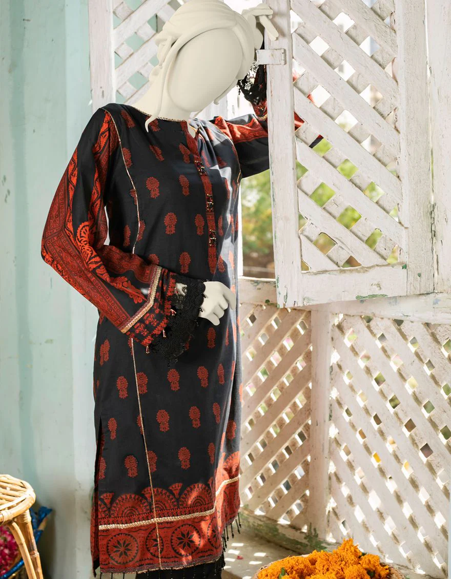 RED-BLACK LAWN 2PC UNSTITCHED | JLAWN-S-JST-US-21-1630 PATCH - Image 3