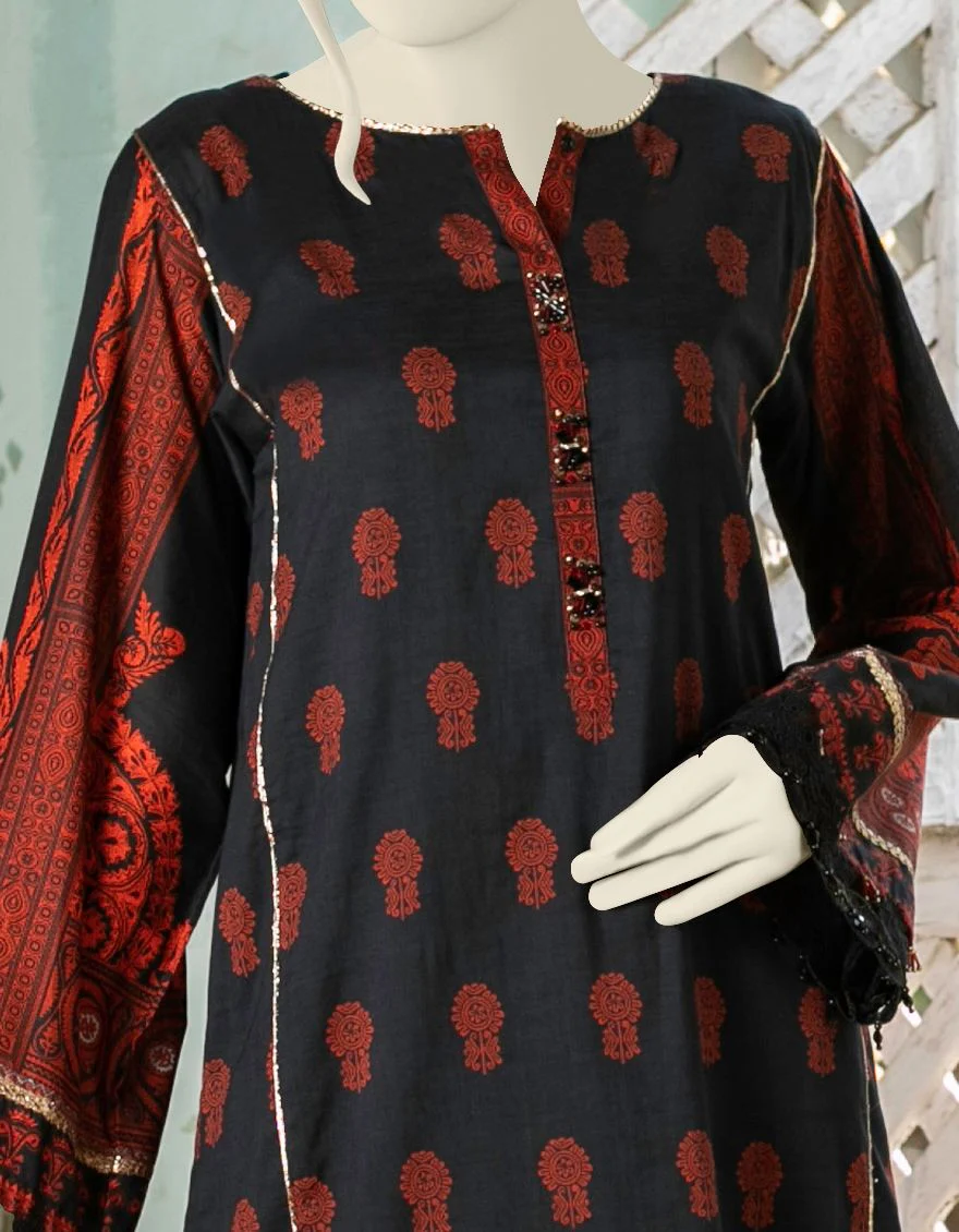RED-BLACK LAWN 2PC UNSTITCHED | JLAWN-S-JST-US-21-1630 PATCH - Image 4