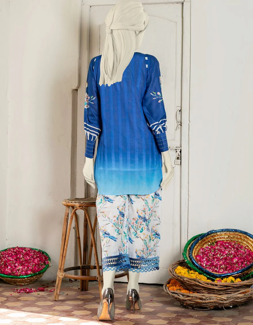 BLUE LAWN 2PC UNSTITCHED | JLAWN-S-JST-US-21-1632 HOMME - Image 2