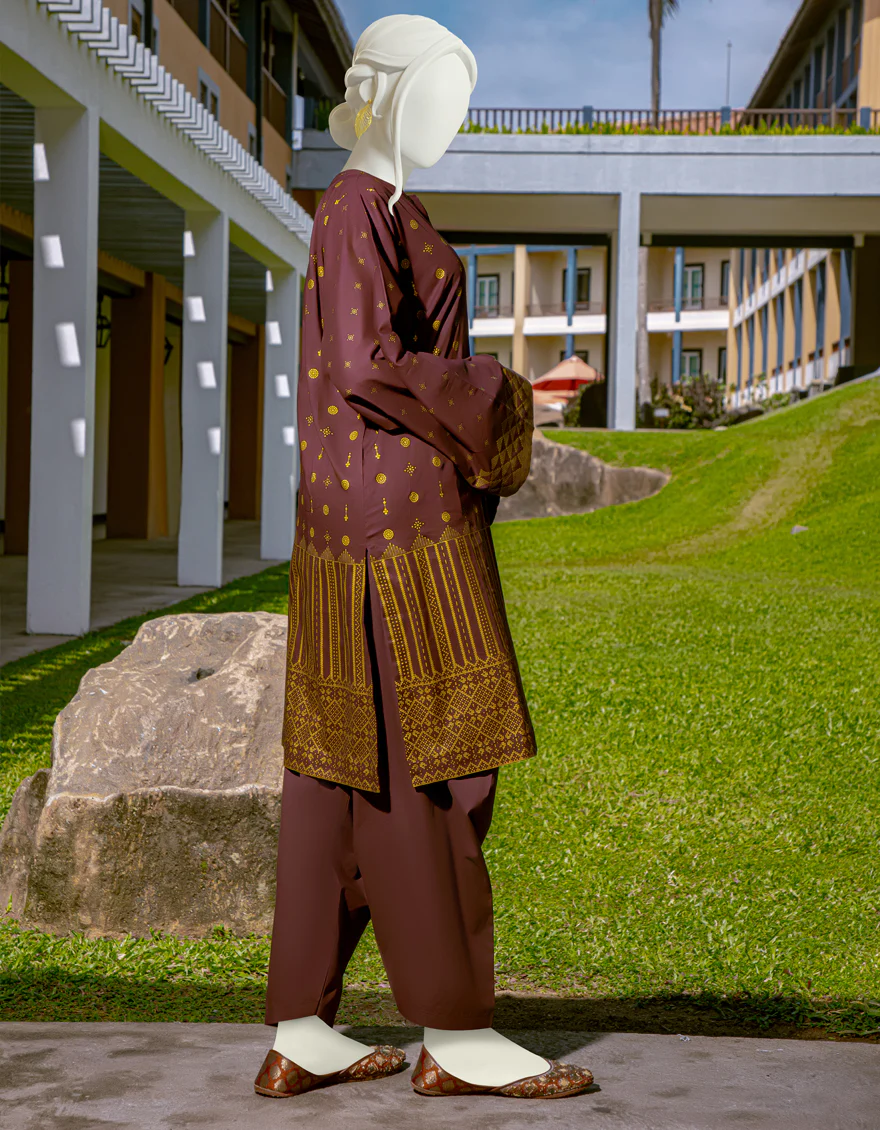 MAROON LAWN 2PC UNSTITCHED | JLAWN-S-JST-US-22-1611 SANNJH - Image 2