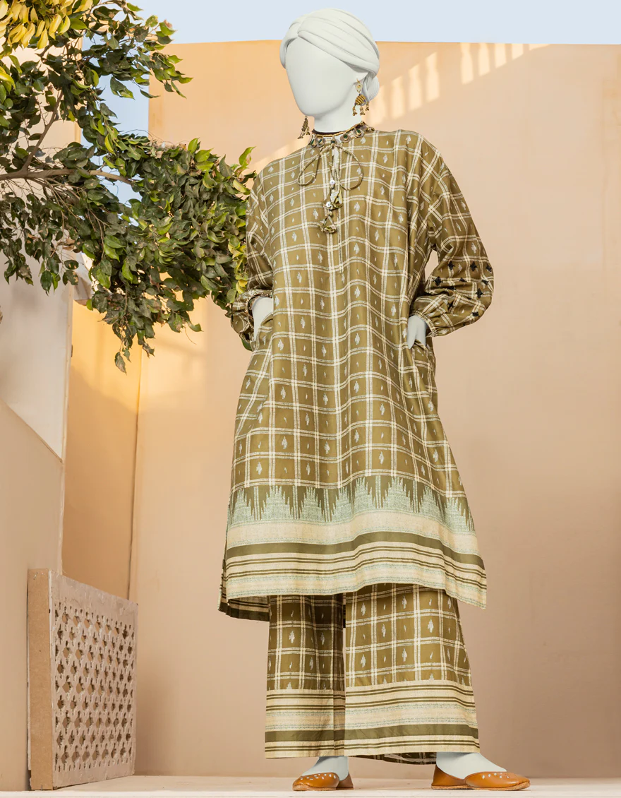 MEHNDI GREEN LAWN 2PC STITCHED | JLAWN-S-JST-US-23-1628 ENCHANTED FOREST