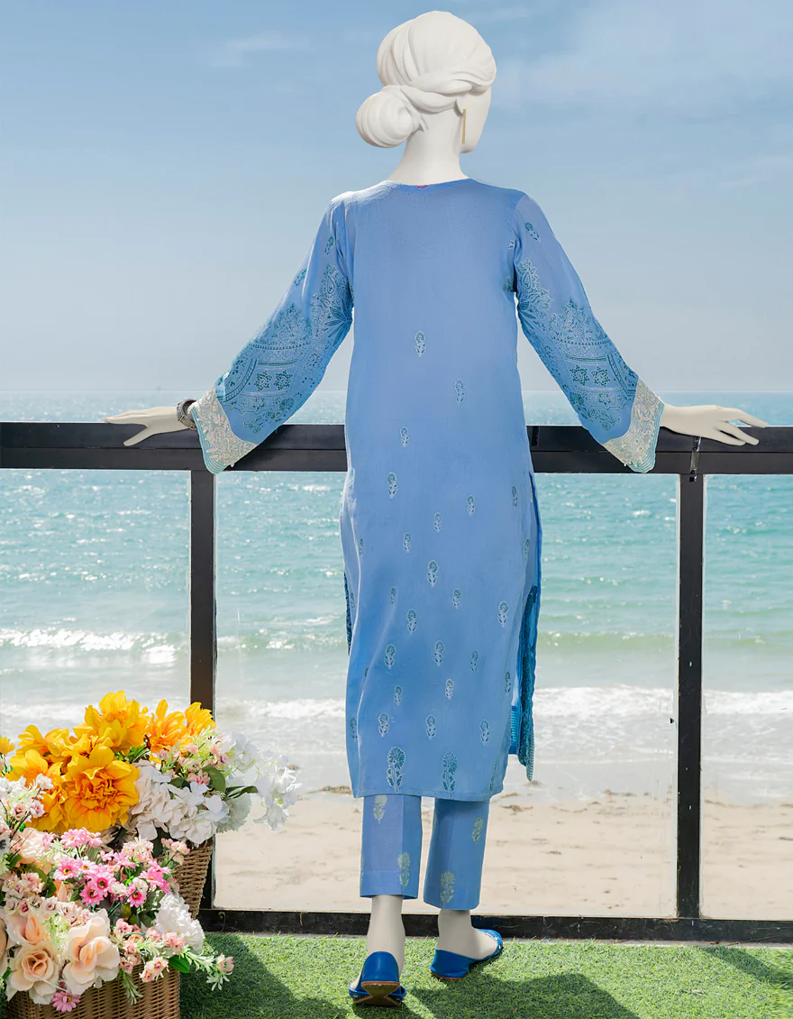 BLUE JACQUARD 2PC STITCHED | JLAWN-S-JST-US-23-1651/S TESSUTO - Image 2