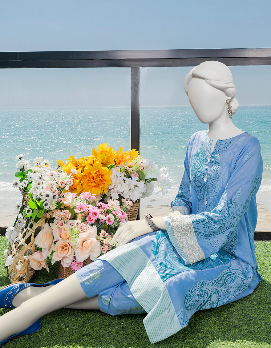 BLUE JACQUARD 2PC STITCHED | JLAWN-S-JST-US-23-1651/S TESSUTO - Image 4
