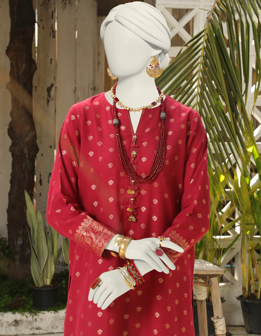 RED JACQUARD 1PC UNSTITCHED | JLAWN-S-JSU-24-910 UFAQ-2 - Image 2