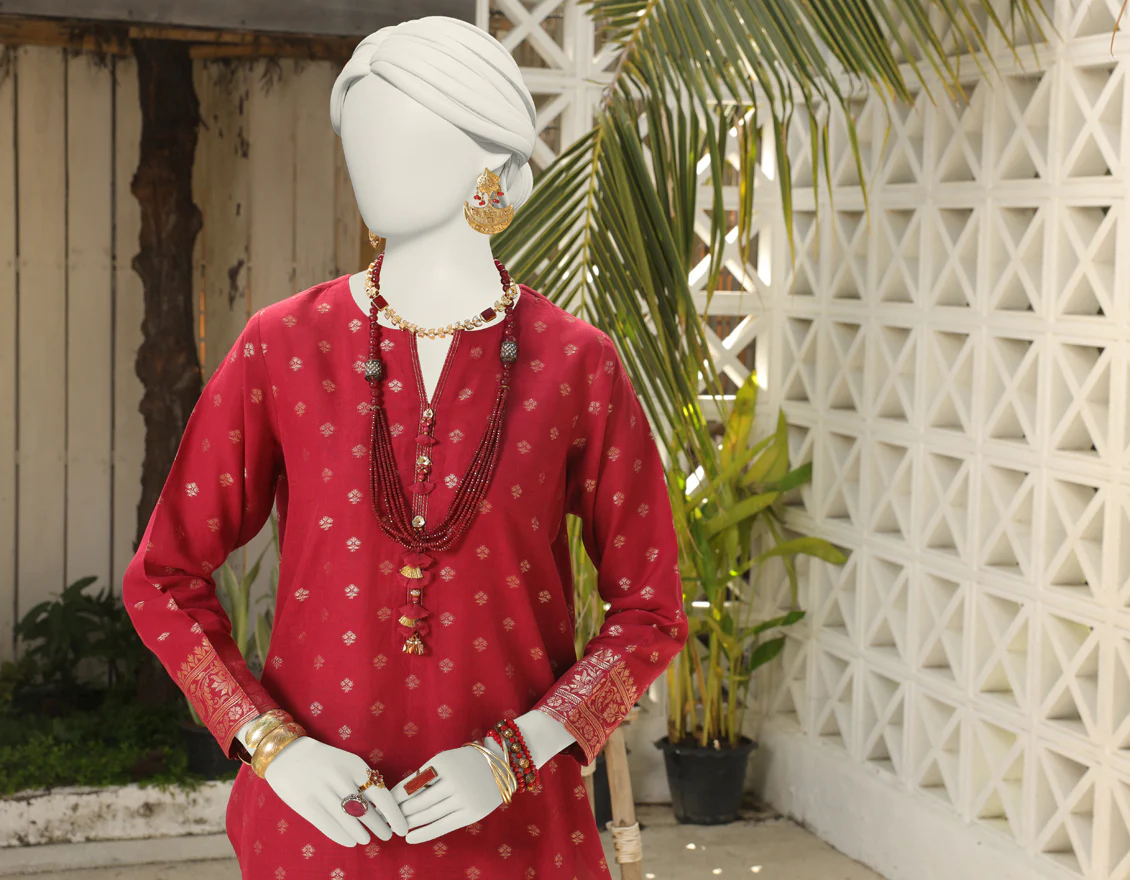 RED JACQUARD 1PC UNSTITCHED | JLAWN-S-JSU-24-910 UFAQ-2 - Image 3