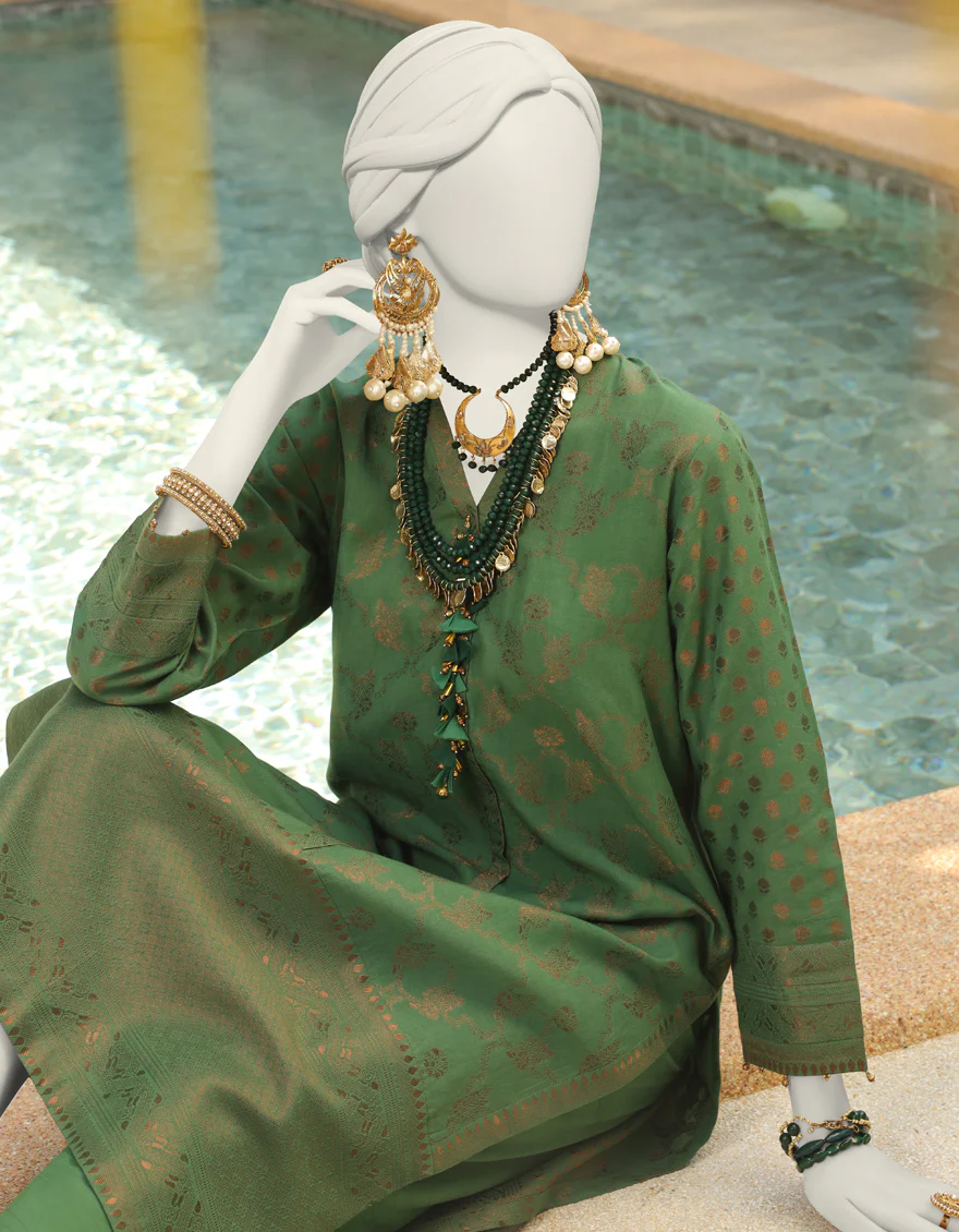 GREEN JACQUARD 1PC UNSTITCHED | JLAWN-S-JSU-24-912 UFAQ-4 - Image 2