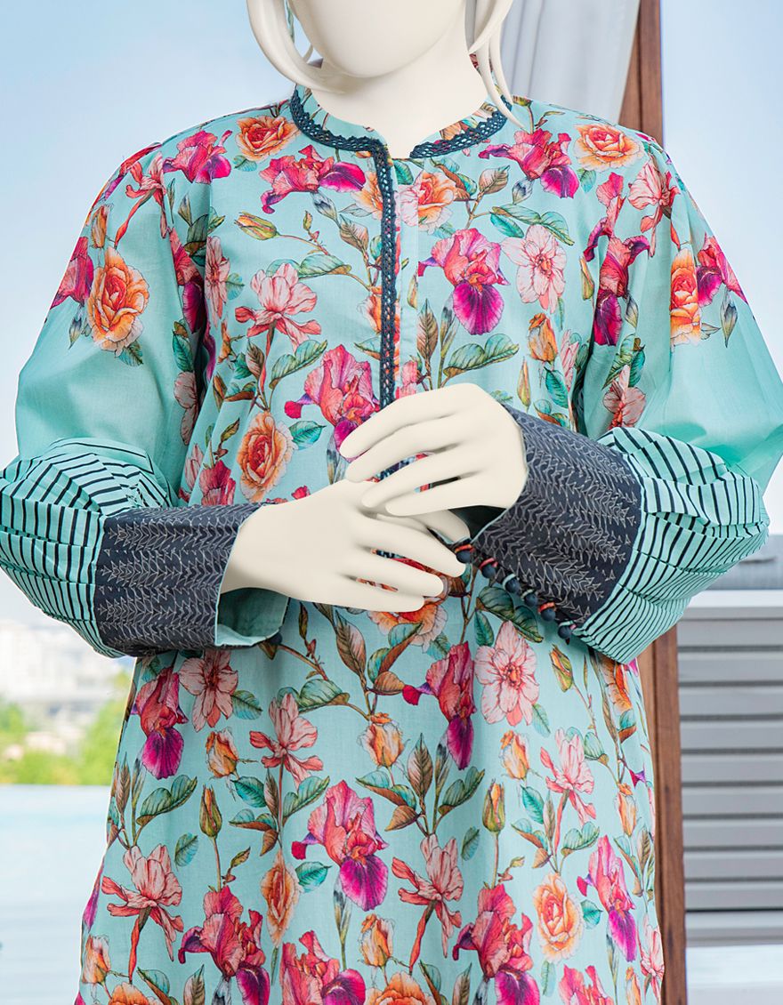 SEA GREEN LAWN 1PC UNSTITCHED | JLAWN-S-JSU-US-22-901 FLEUR - Image 3