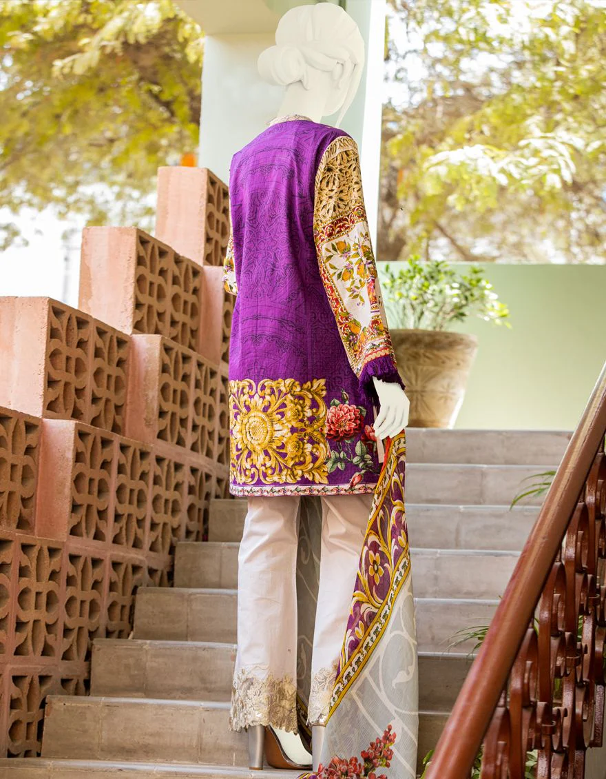 PURPLE LAWN 3PC UNSTITCHED | JLAWN-S-US-20-235 ROYAL ORNAMENTAL - Image 3