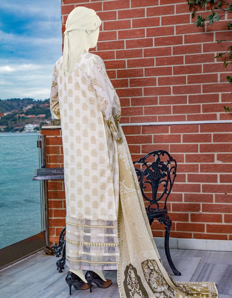 OFF WHITE LAWN 3PC UNSTITCHED | JLAWN-S-US-21-184 NOORI - Image 3