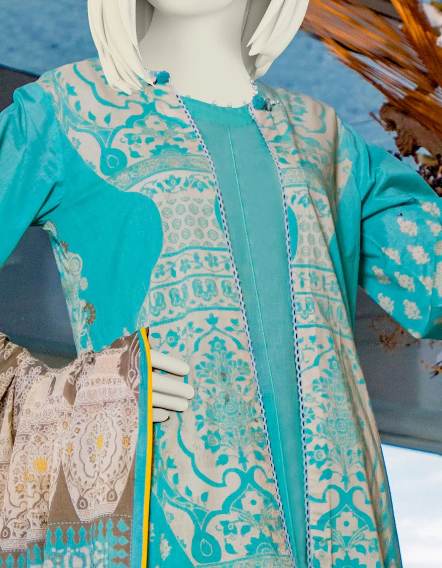 SEA GREEN LAWN 3PC UNSTITCHED | JLAWN-S-US-21-185 GLIMMER - Image 2