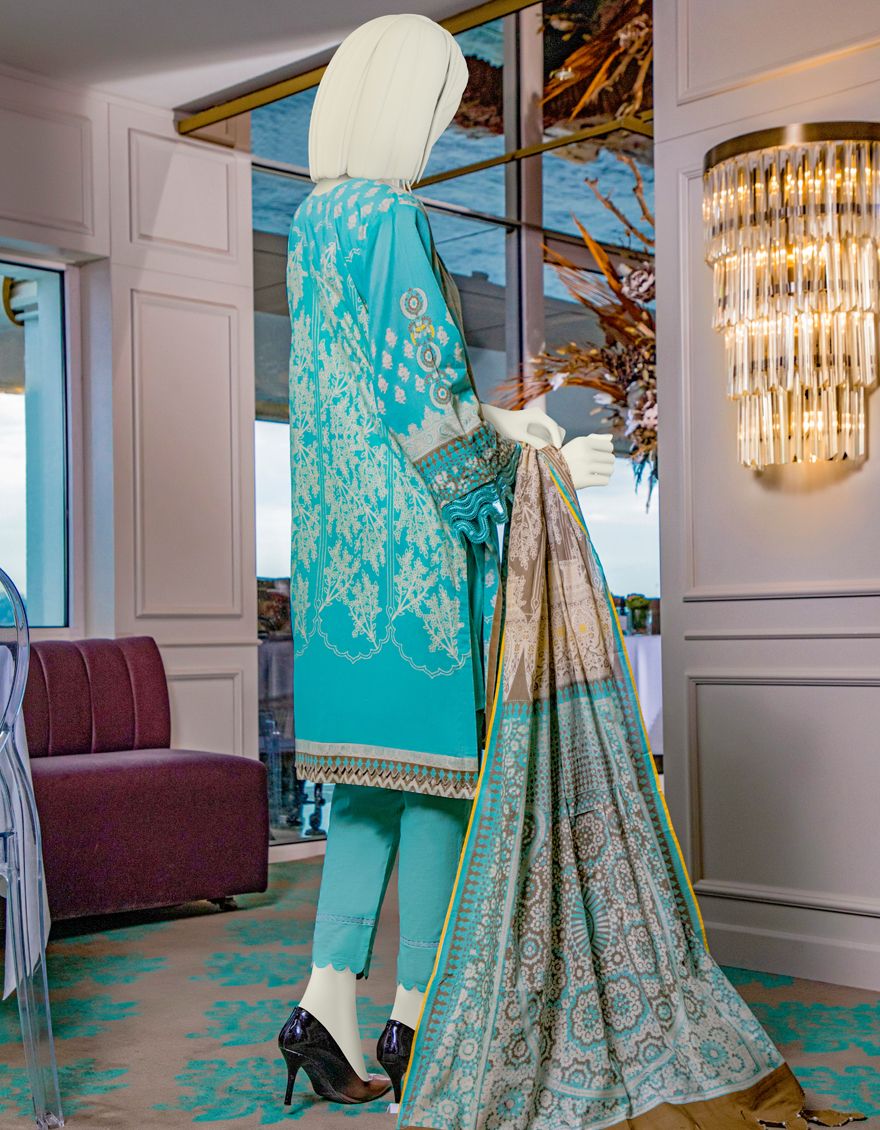 SEA GREEN LAWN 3PC UNSTITCHED | JLAWN-S-US-21-185 GLIMMER - Image 3